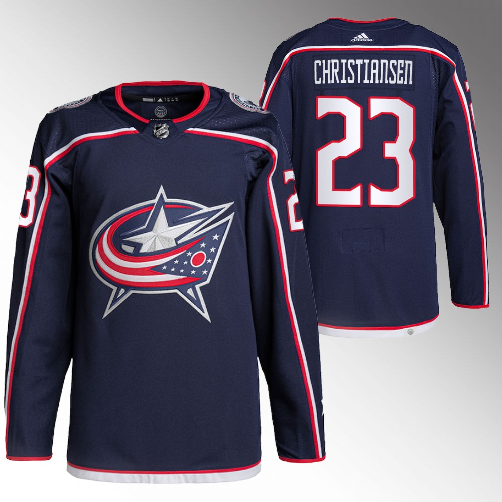 Columbus Blue Jackets Jake Christiansen Navy 2022-23 Authentic Primegreen Home Jersey
