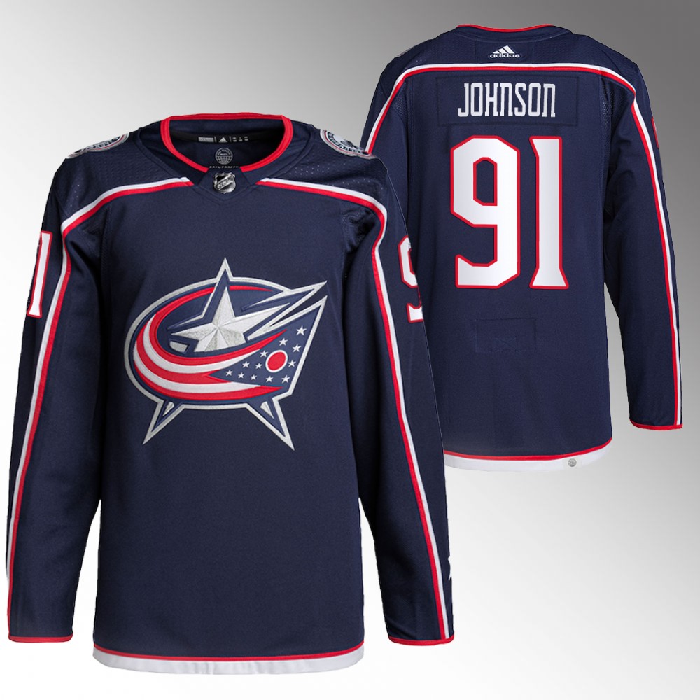 Columbus Blue Jackets Kent Johnson Navy Primegreen Authentic Home Jersey