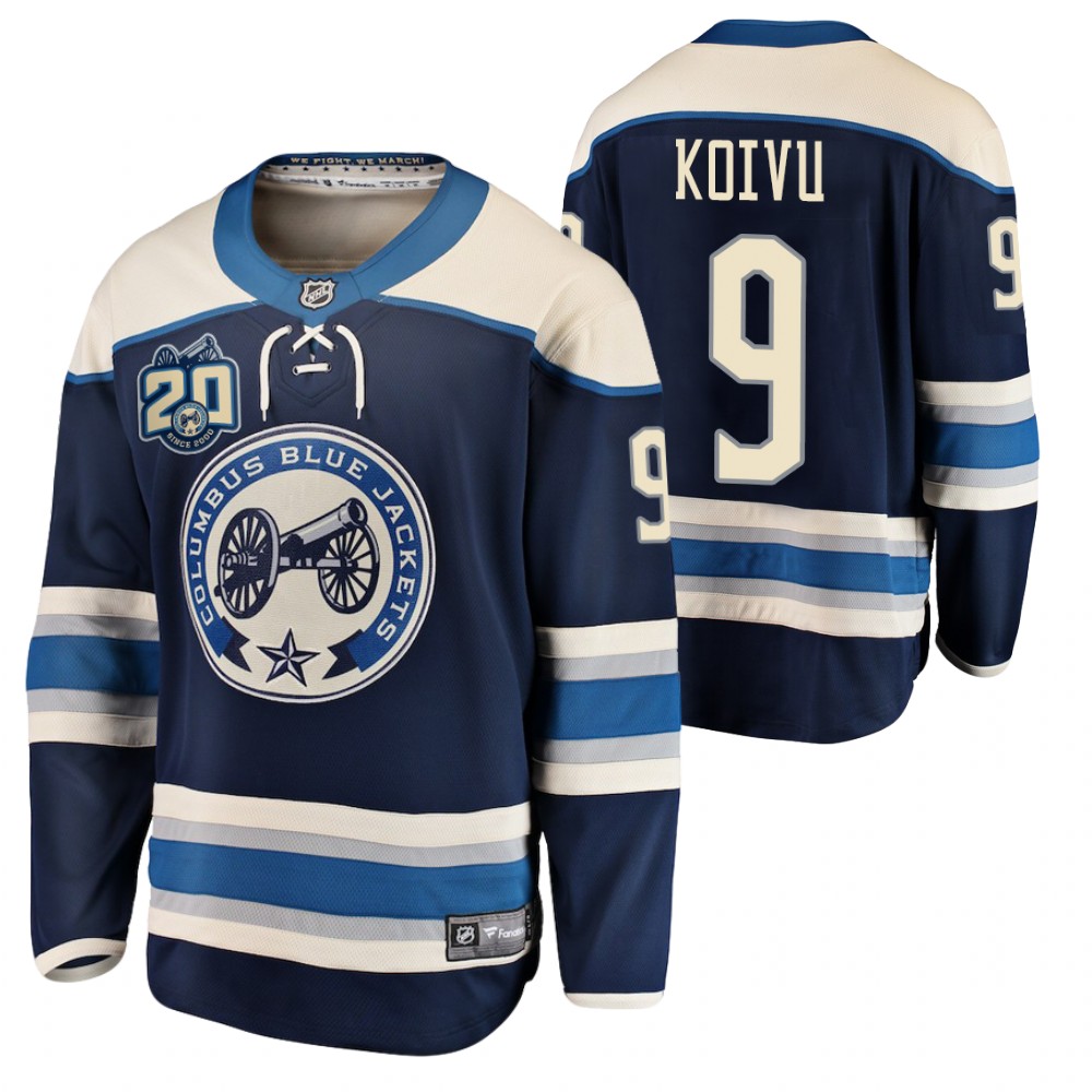 Columbus Blue Jackets Mikko Koivu Navy 2020-21 20th Anniversary Alternate Jersey