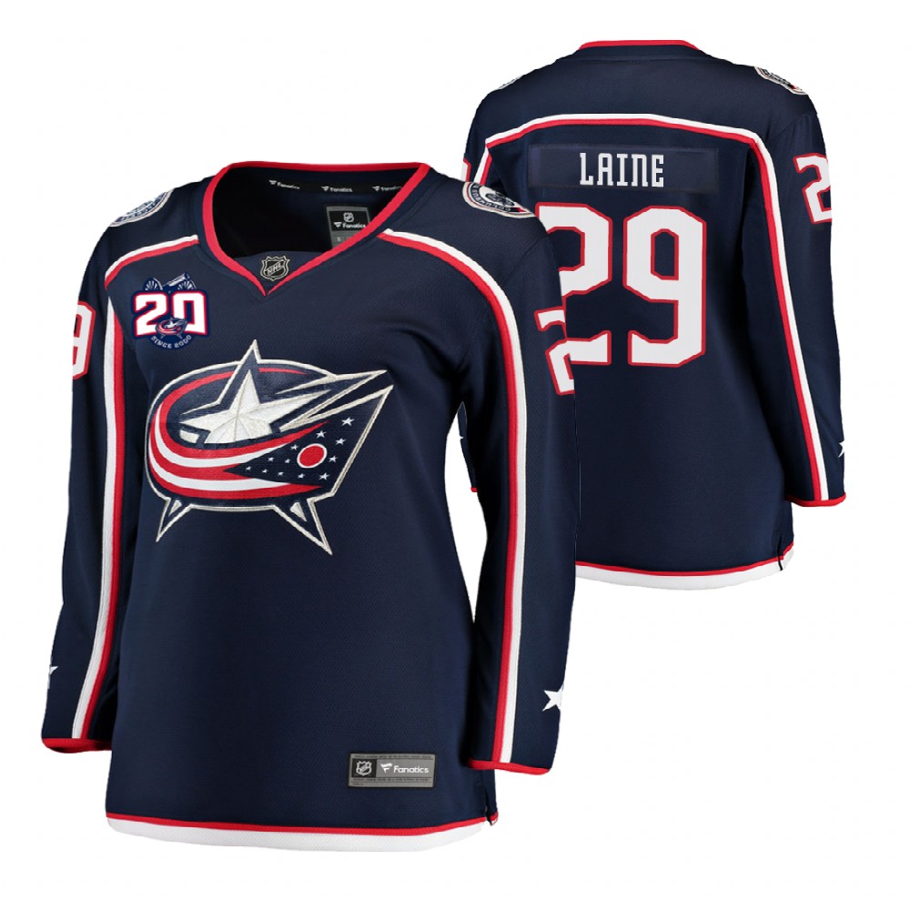 Columbus Blue Jackets Patrik Laine Women's Navy 2020-21 20th Anniversary Jersey
