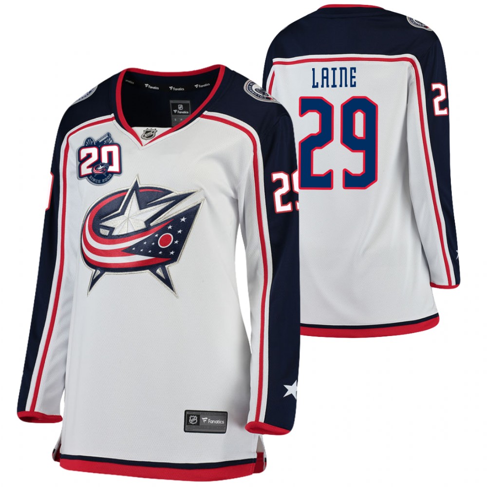 Columbus Blue Jackets Patrik Laine Women White 2020-21 20th Anniversary Jersey