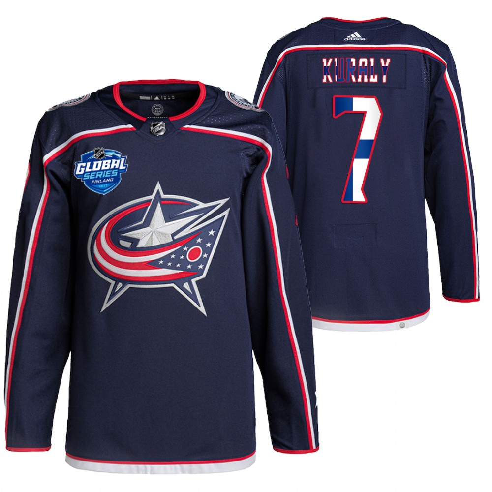 Columbus Blue Jackets Sean Kuraly Navy 2022 NHL Global Series Finland Edition Jersey