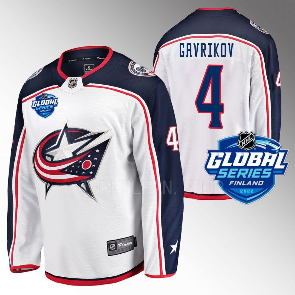 Columbus Blue Jackets Vladislav Gavrikov 2022 NHL Global Series White Away Jersey