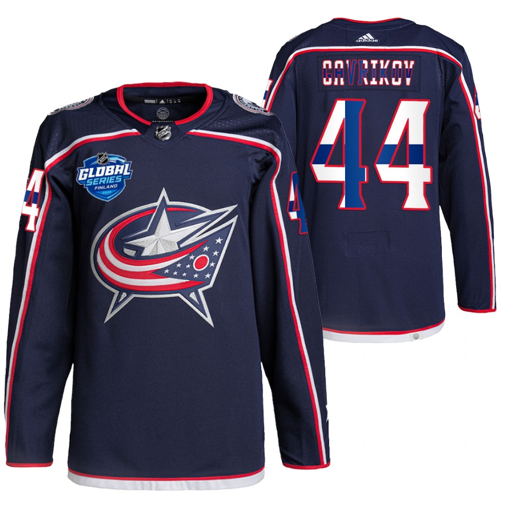Columbus Blue Jackets Vladislav Gavrikov Navy 2022 NHL Global Series Finland Edition Jersey