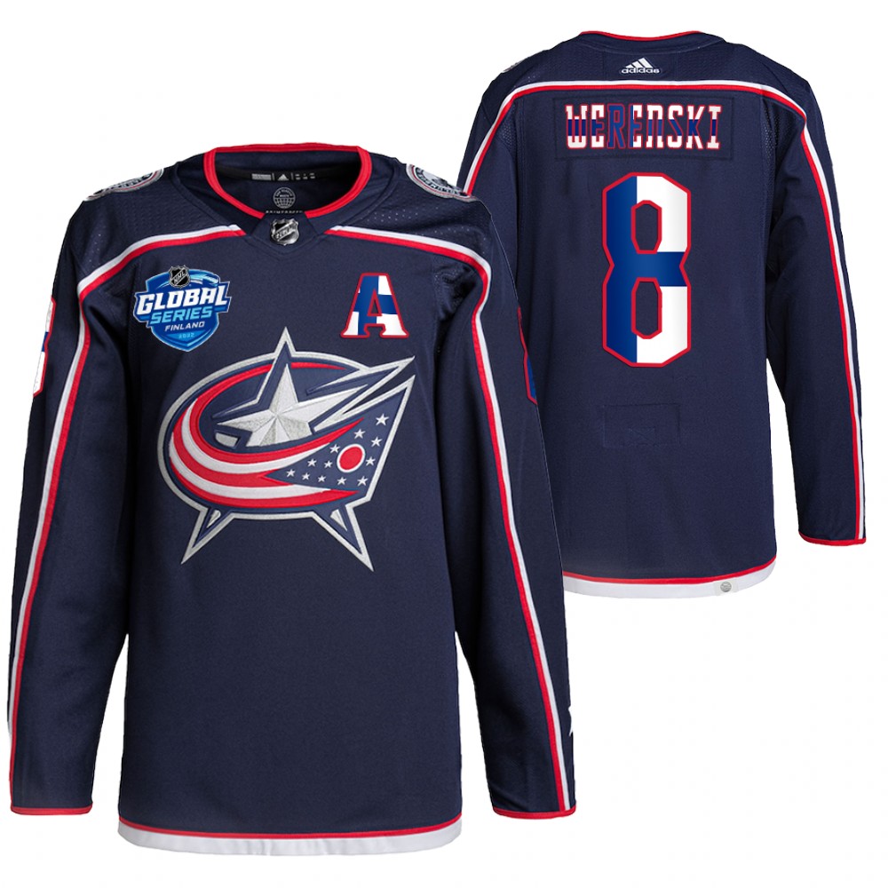 Columbus Blue Jackets Zach Werenski Navy 2022 NHL Global Series Finland Edition Jersey