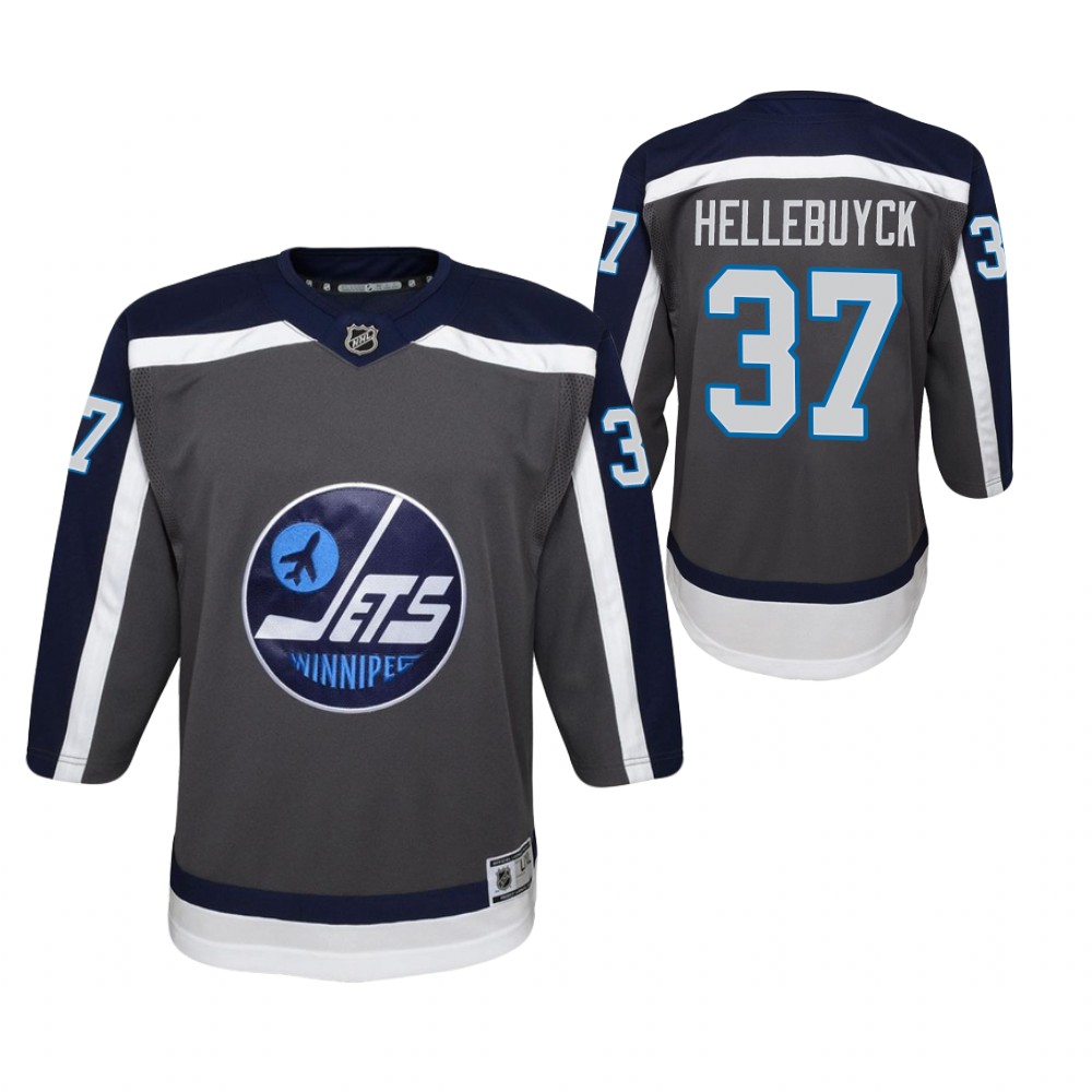 Connor Hellebuyck Winnipeg Jets 2021 Reverse Retro Gray Youth Jersey Replica