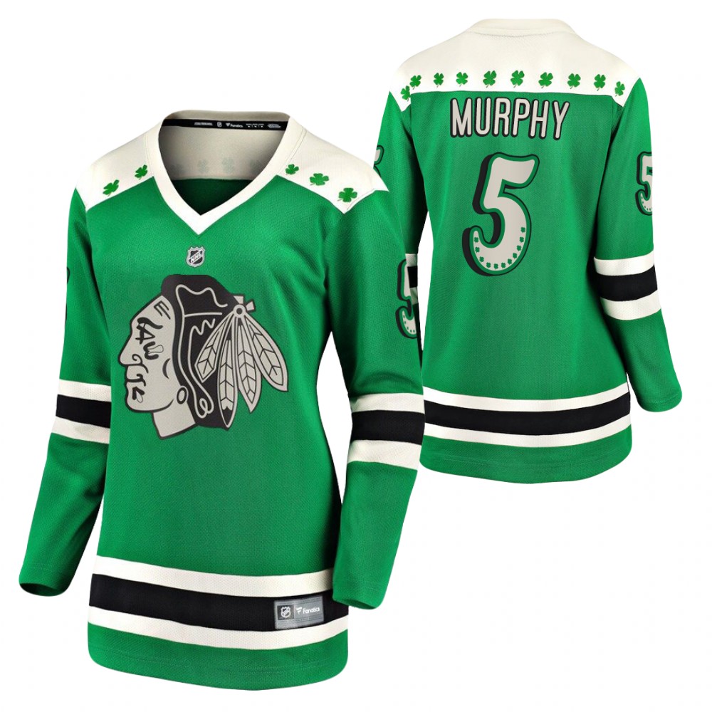 Connor Murphy #5 Blackhawks 2021 St. Patrick's Day Women Jersey Green