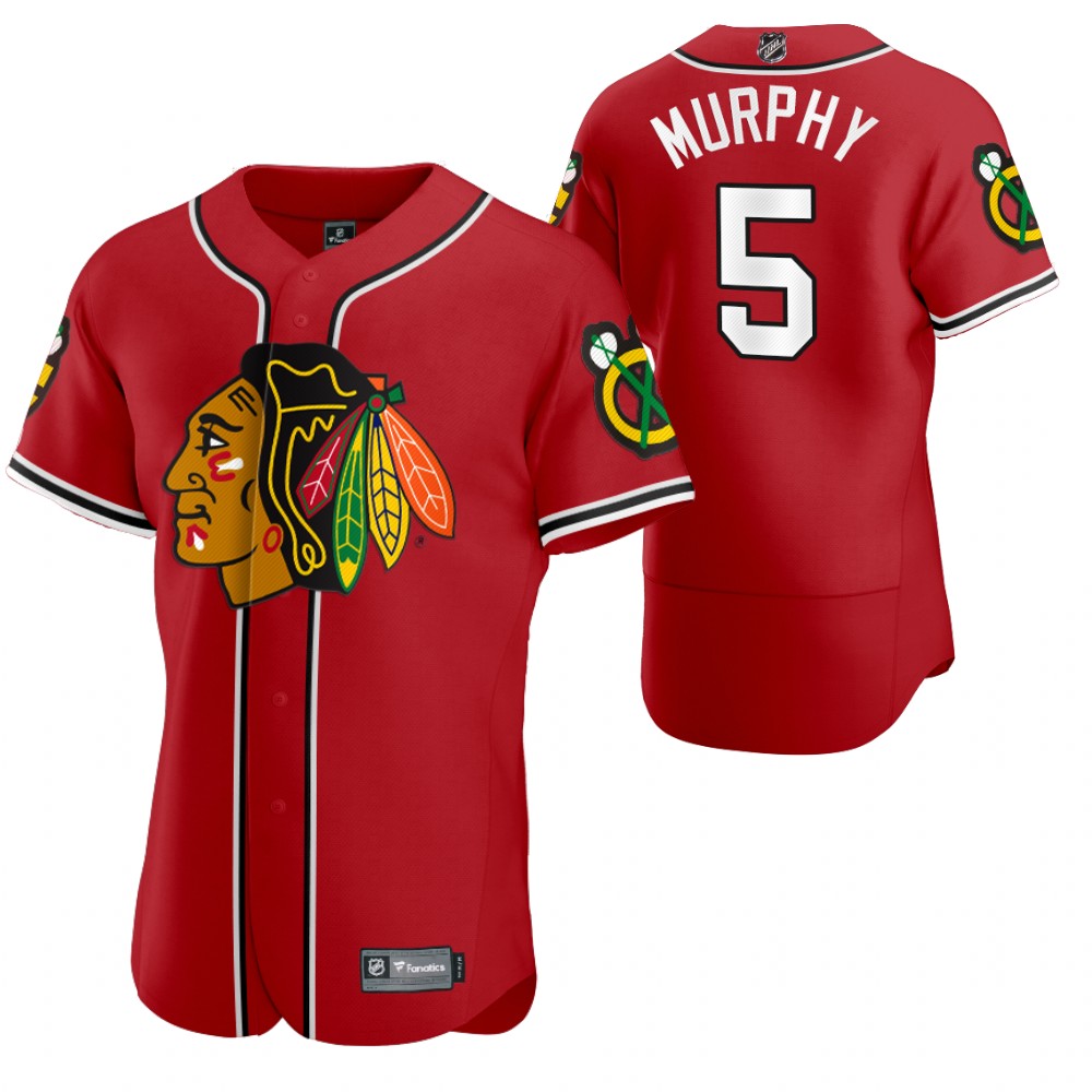 Connor Murphy Blackhawks 2020 NHL X MLB Crossover Baseball Jersey Red