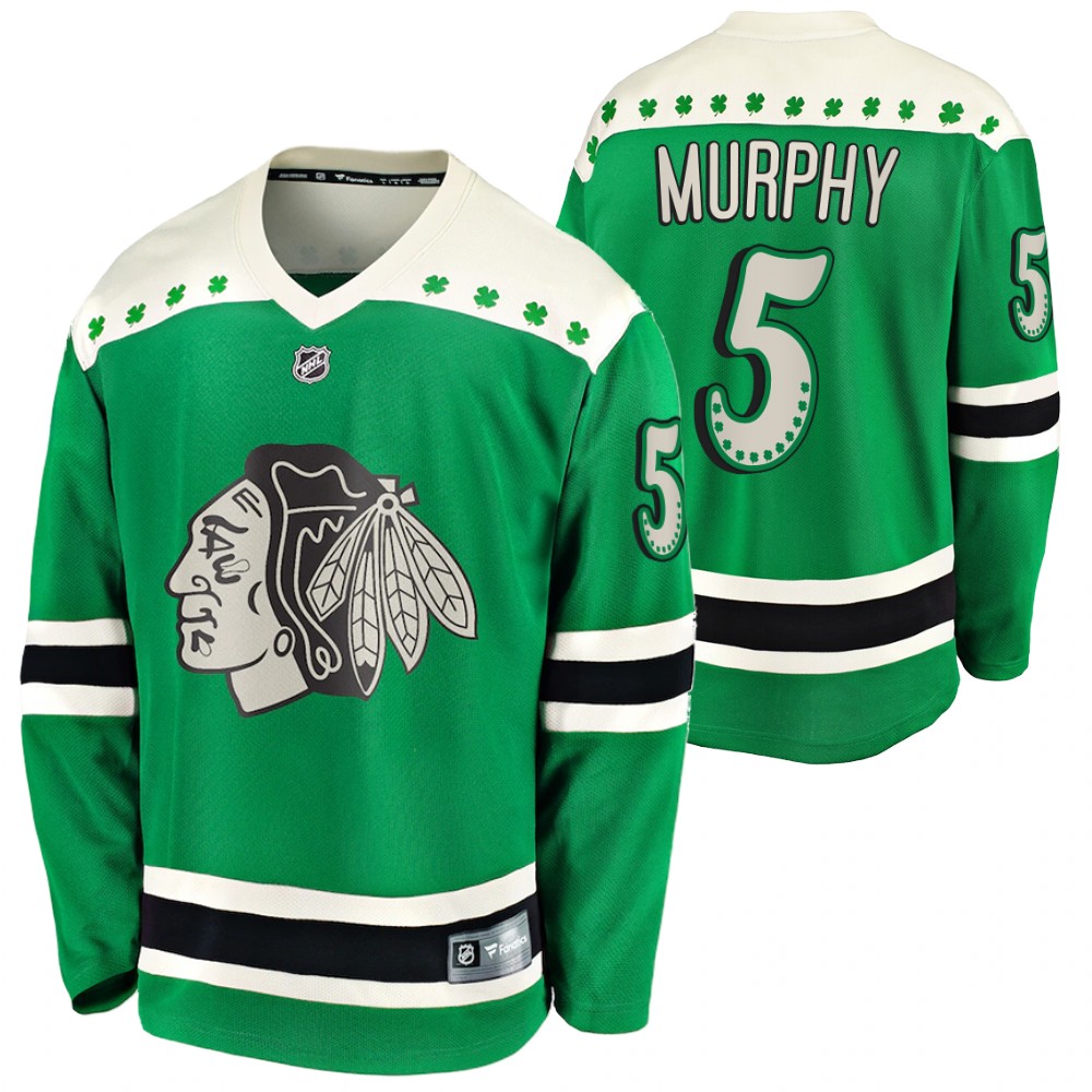 Connor Murphy Blackhawks 2021 St. Patrick's Day Green #5 Jersey