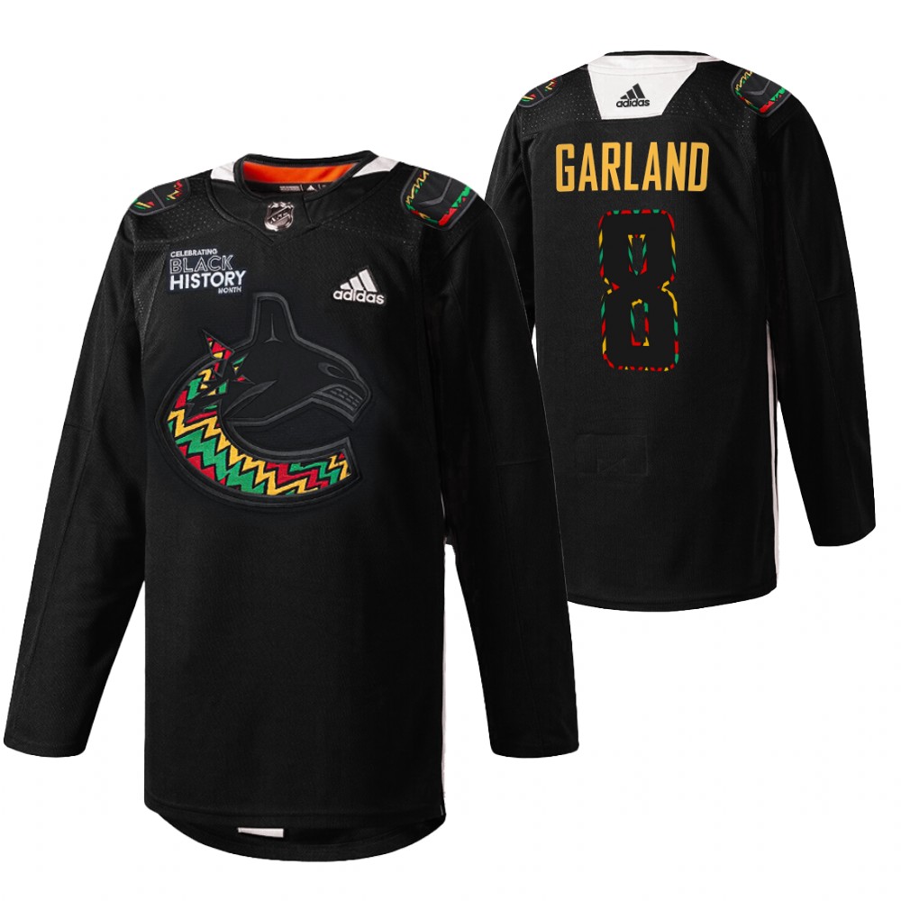 Conor Garland Canucks Black History Month 2022 Jersey Black Kente-inspired