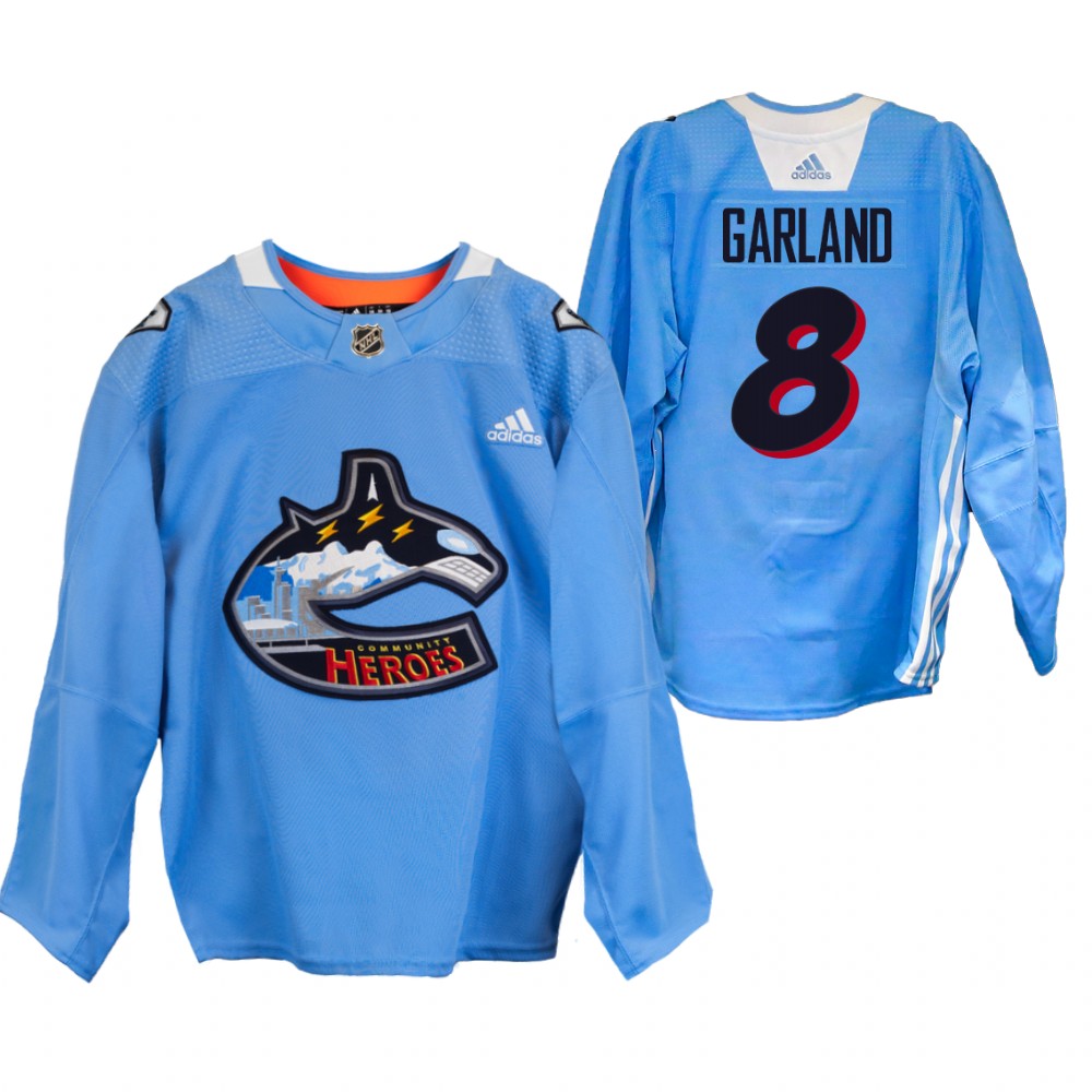 Conor Garland Canucks Community Heroes Jersey Blue Warm Up
