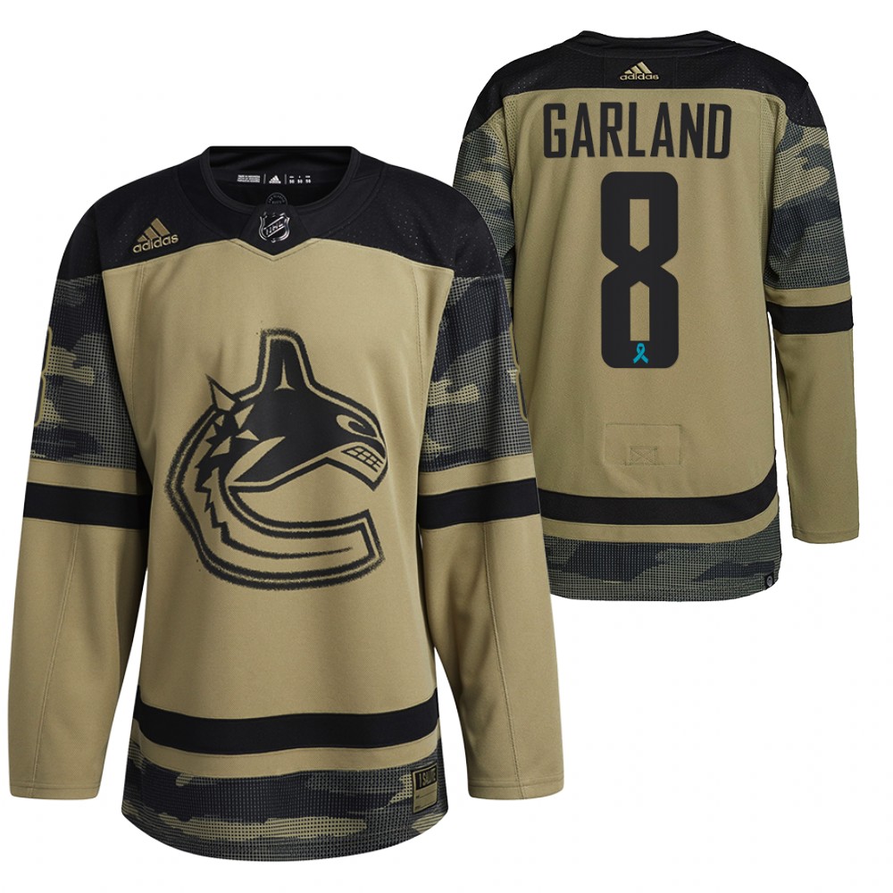 Conor Garland Jersey Vancouver Canucks Canadian Armed Force Camo 2021 CAF Night
