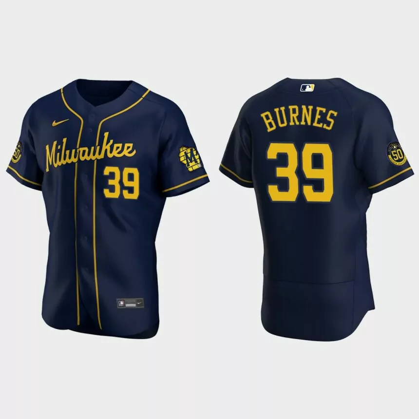 Corbin Burnes #39 Milwaukee Brewers Authentic Alternate Jersey – Navy