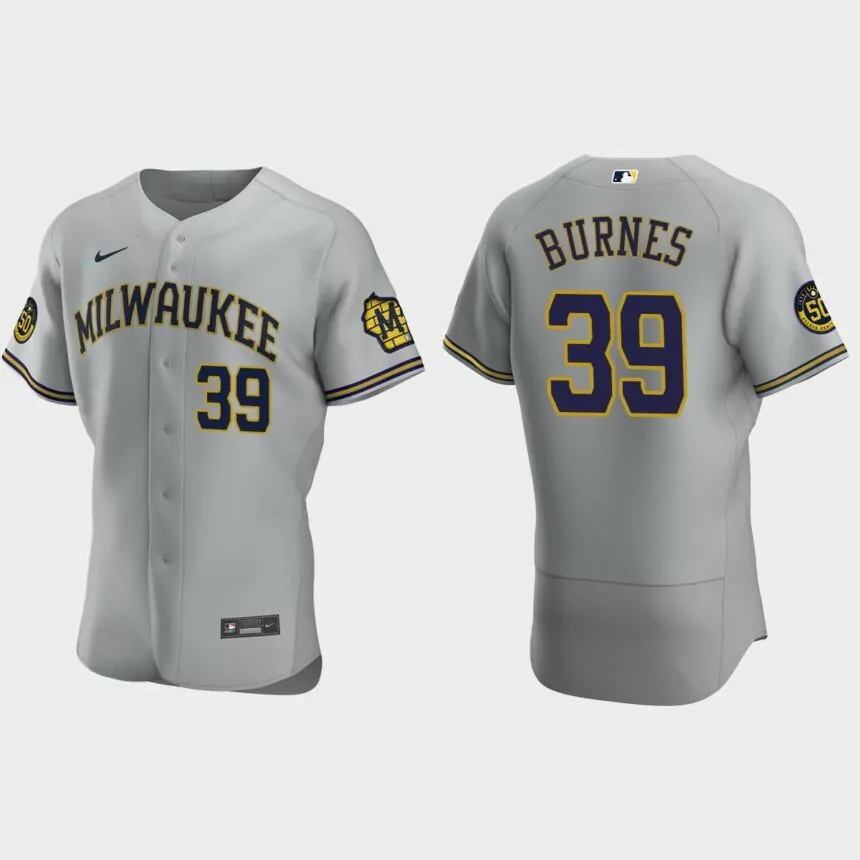 Corbin Burnes #39 Milwaukee Brewers Authentic Road Jersey – Gray