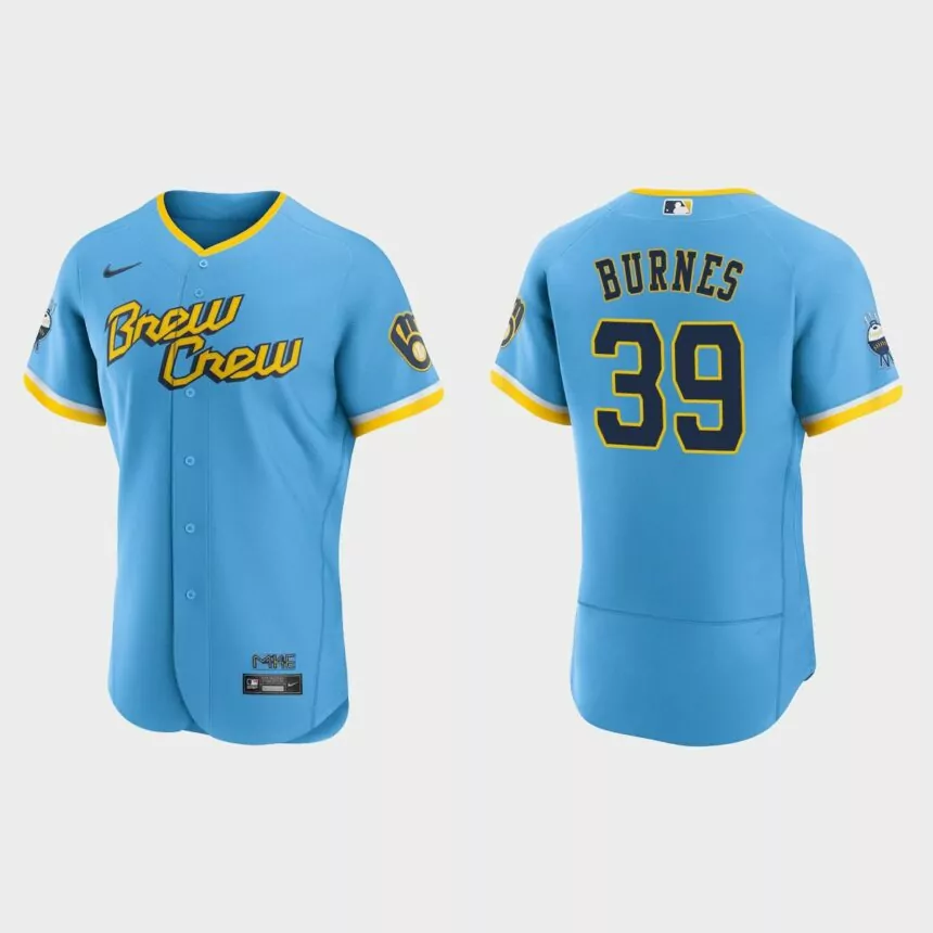 Corbin Burnes Milwaukee Brewers 2022 City Connect Authentic Jersey – Powder Blue