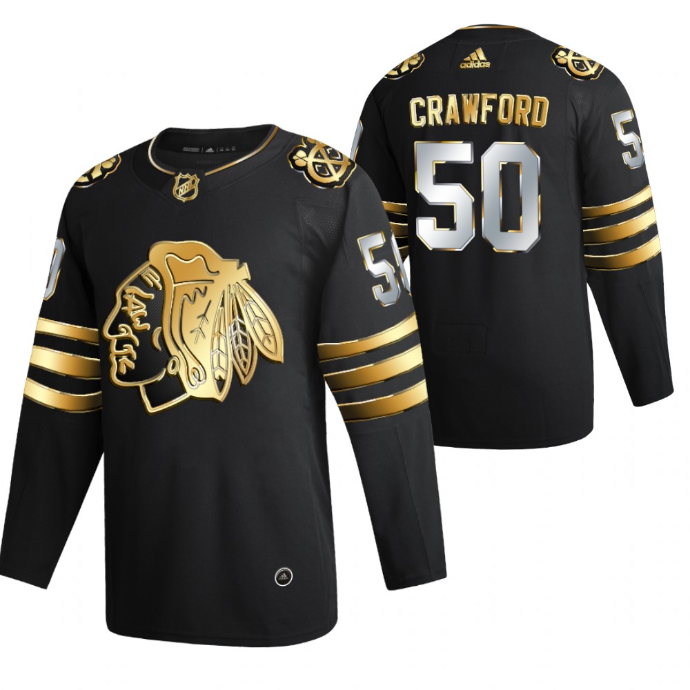 Corey Crawford 2X Cup winner Retirement Black Blackhawks Jersey Golden Limited