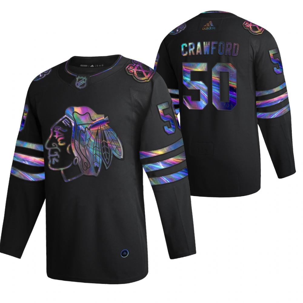 Corey Crawford William M. Jennings Trophy Black Blackhawks #50 Jersey Holographic Special