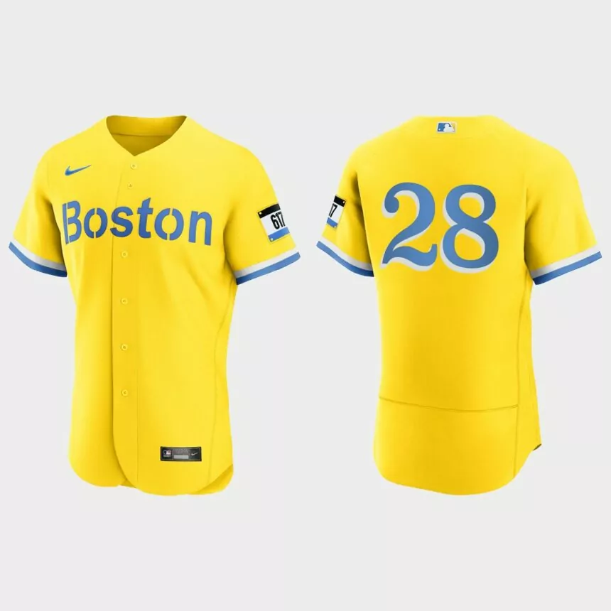 Corey Kluber Boston Red Sox City Connect Authentic Jersey – Gold Light Blue
