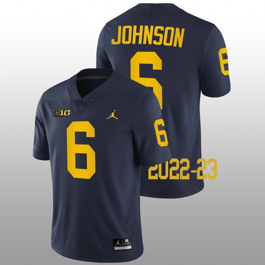 Cornelius Johnson Michigan Wolverines Navy 2022-23 College Football Game Jersey