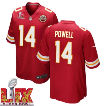 Cornell Powell No 14 Men Super Bowl LIX Kansas City Chiefs Home Game 2025 Jersey- Replica