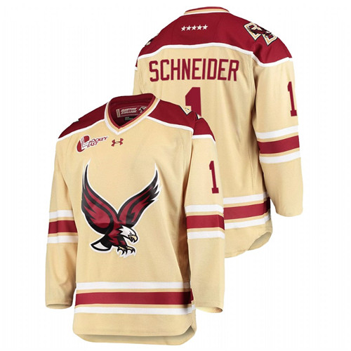 Cory Schneider College Hockey Boston College Eagles Beige Jersey