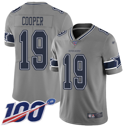 Cowboys #19 Amari Cooper Gray Youth Stitched Football Limited Inverted Legend 100th Season Jersey