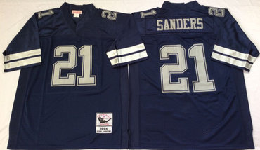 Cowboys 21 Deion Sanders Blue Throwback Jersey