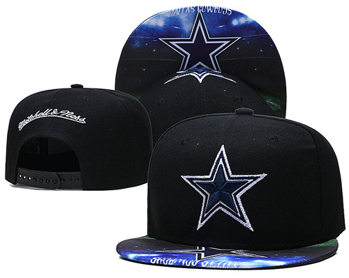 Cowboys Team Logo Black Mitchell & Ness Adjustable Hat LH