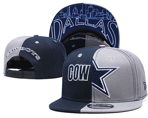Cowboys Team Logo Navy Gray Adjustable Hat TX
