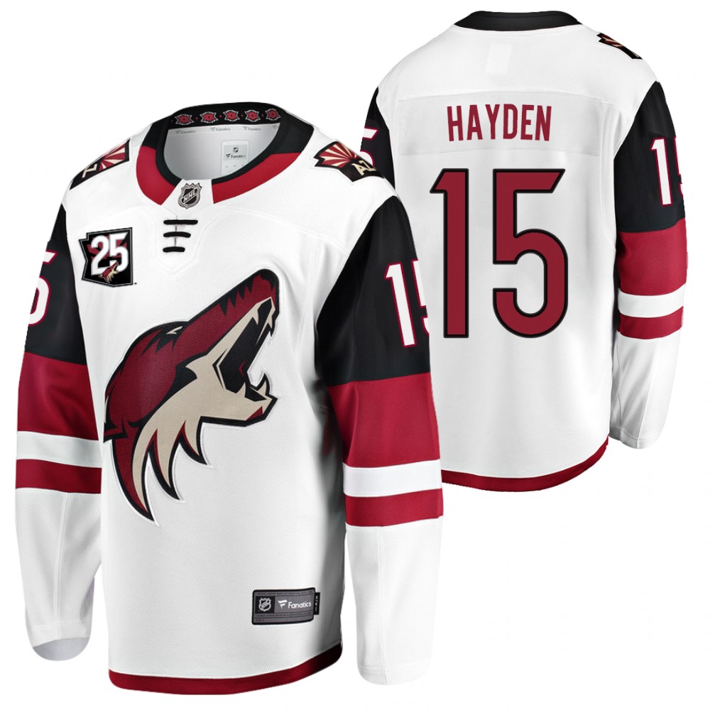 Coyotes #15 John Hayden White 2020-21 Away 25th Anniversary Jersey