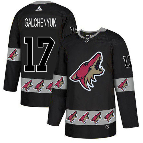 Coyotes #17 Alex Galchenyuk Black Authentic Team Logo Fashion Stitched Hockey Jersey