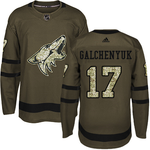 Coyotes #17 Alex Galchenyuk Green Salute to Service Stitched Hockey Jersey