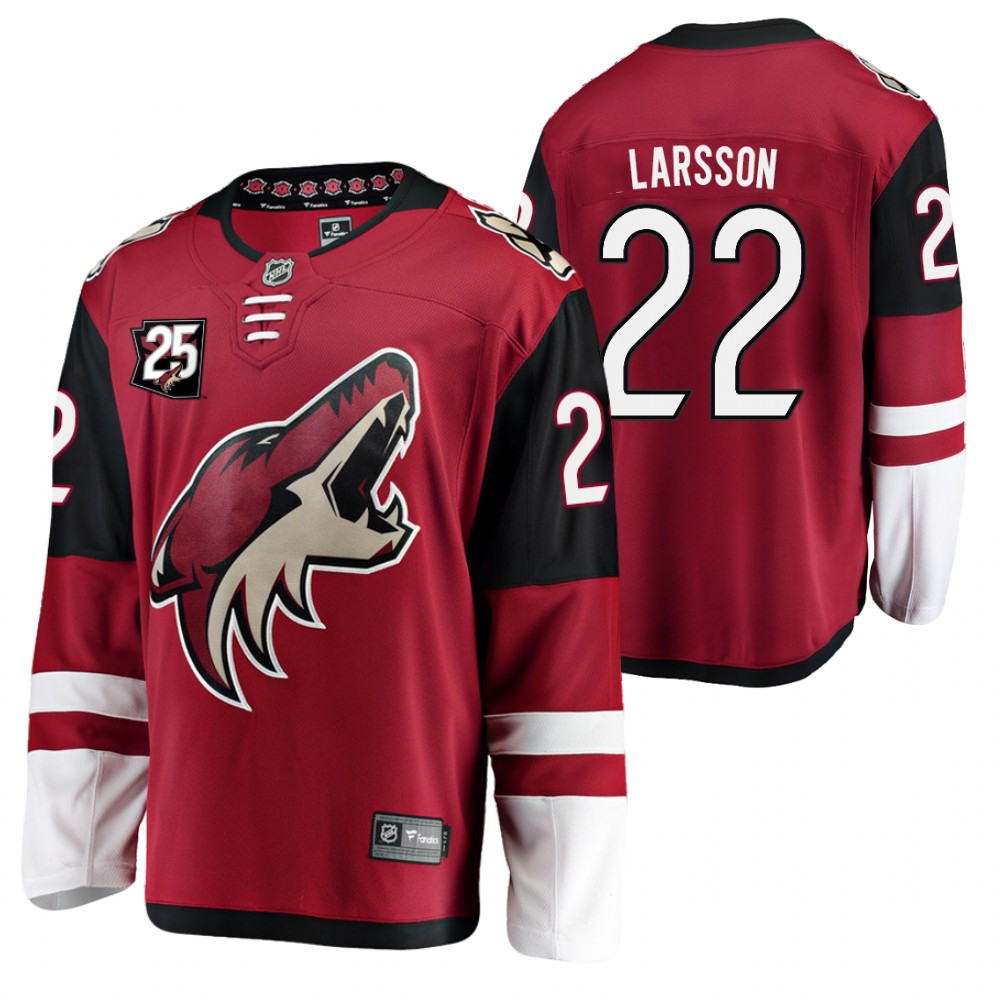 Coyotes #22 Johan Larsson Red 2020-21 Home 25th Anniversary Jersey