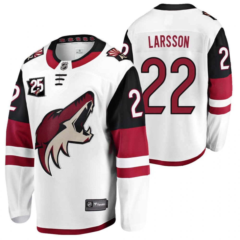 Coyotes #22 Johan Larsson White 2020-21 Away 25th Anniversary Jersey