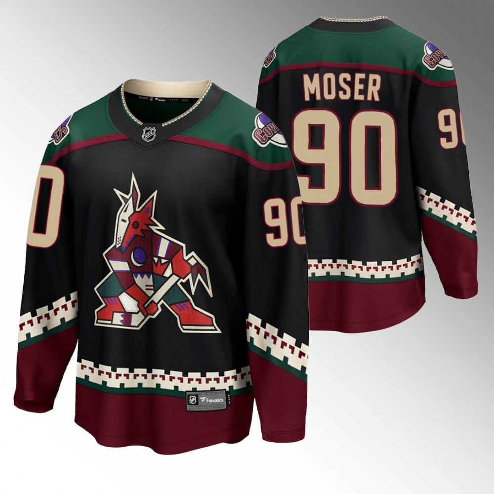 Coyotes #90 J.J. Moser Black 2022 Home Jersey