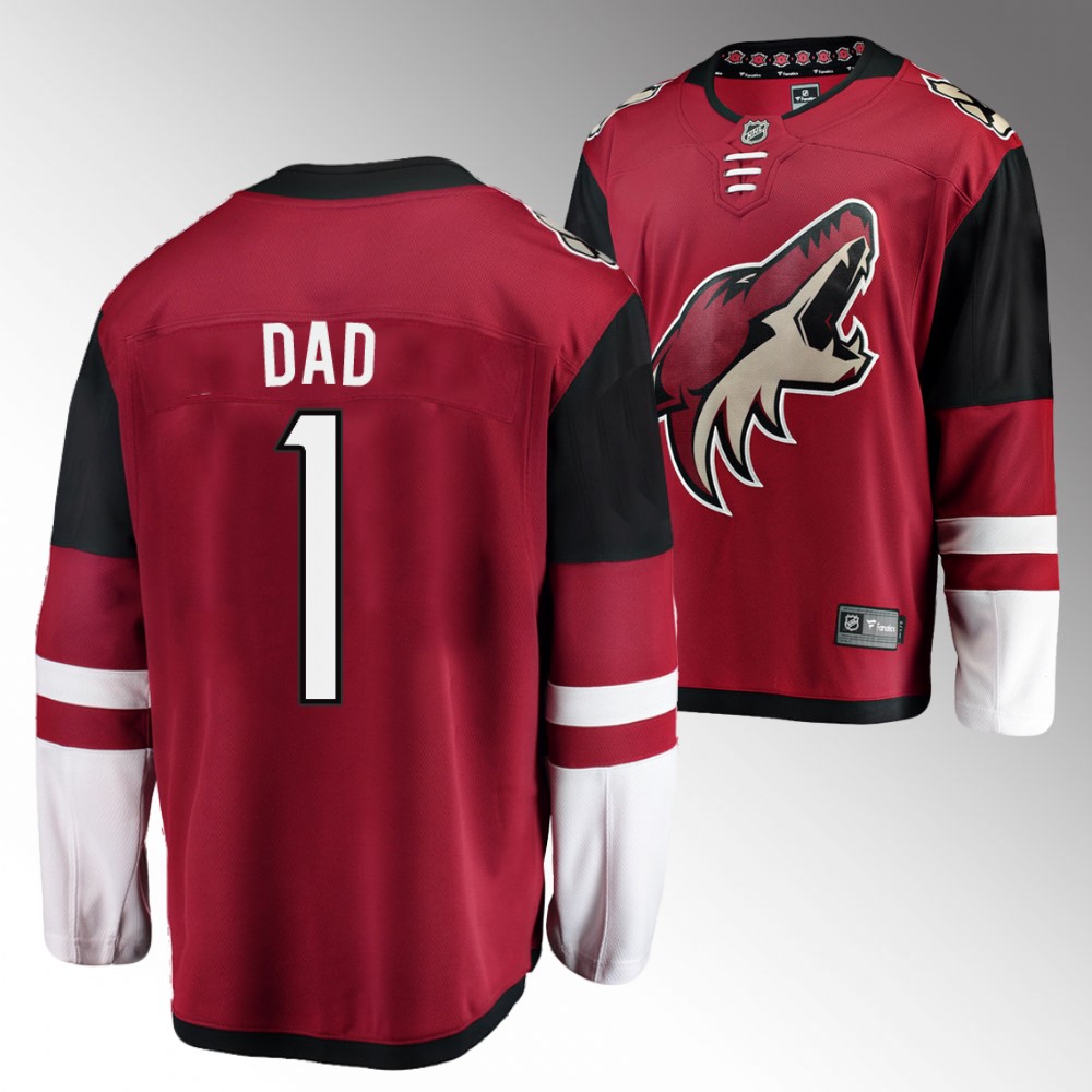 Coyotes 2022 Fathers Day Gift Red Jersey NO.1 Dad