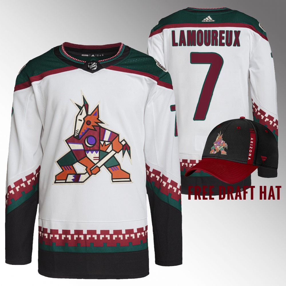 Coyotes 2022 NHL Draft Maveric Lamoureux White Jersey Authentic Primegreen Away