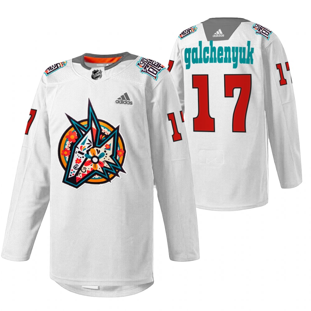 Coyotes Alex Galchenyuk 2022 Los Yotes Night White Warmup Jersey