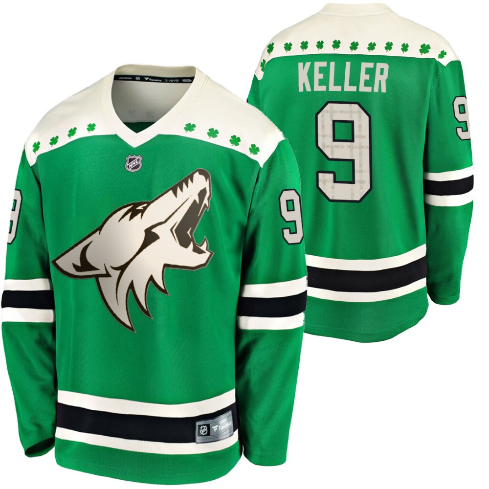 Coyotes Clayton Keller 2020 St. Patrick's Day Green #9 Jersey Replica Player