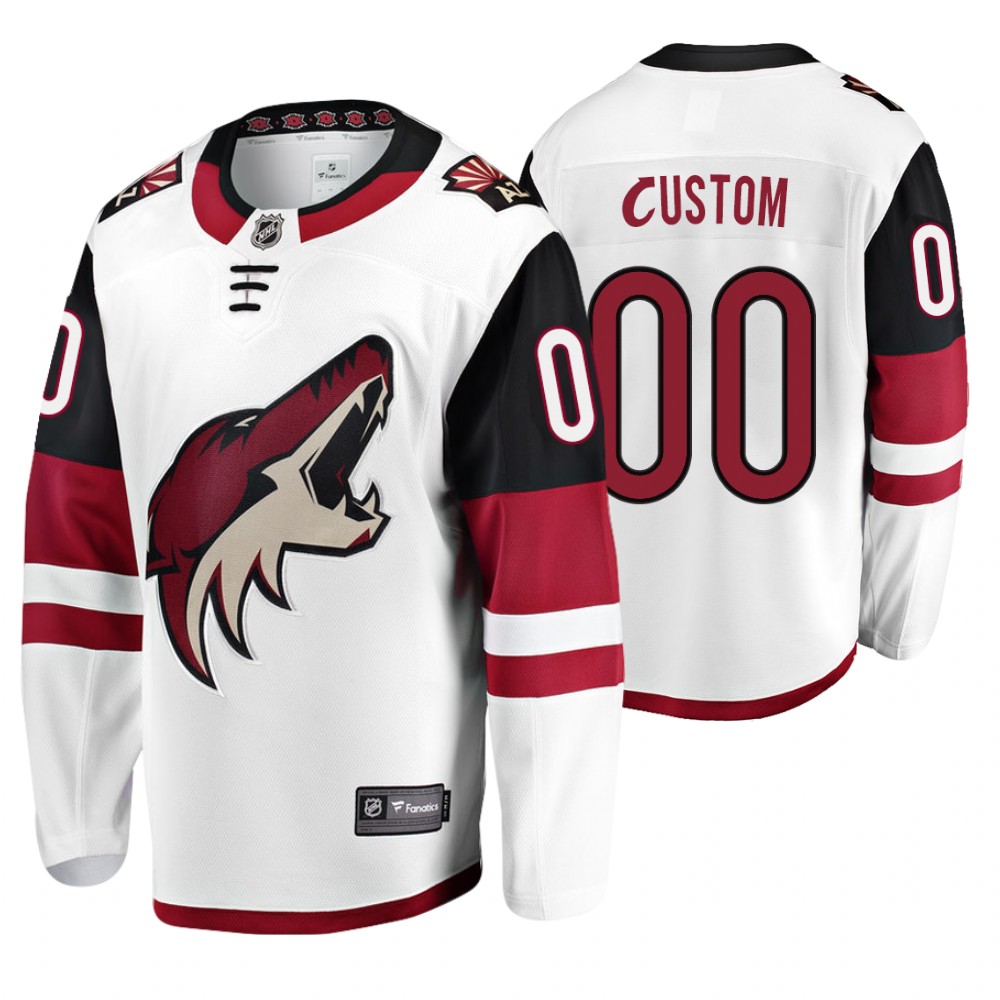Coyotes Custom White Fanatics Branded Away Breakaway Jersey