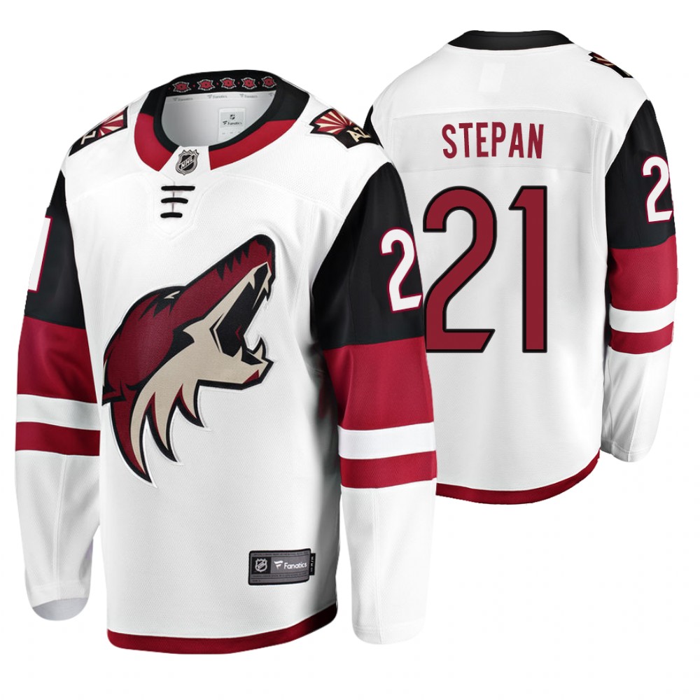 Coyotes Derek Stepan White Fanatics Branded Away Breakaway Jersey