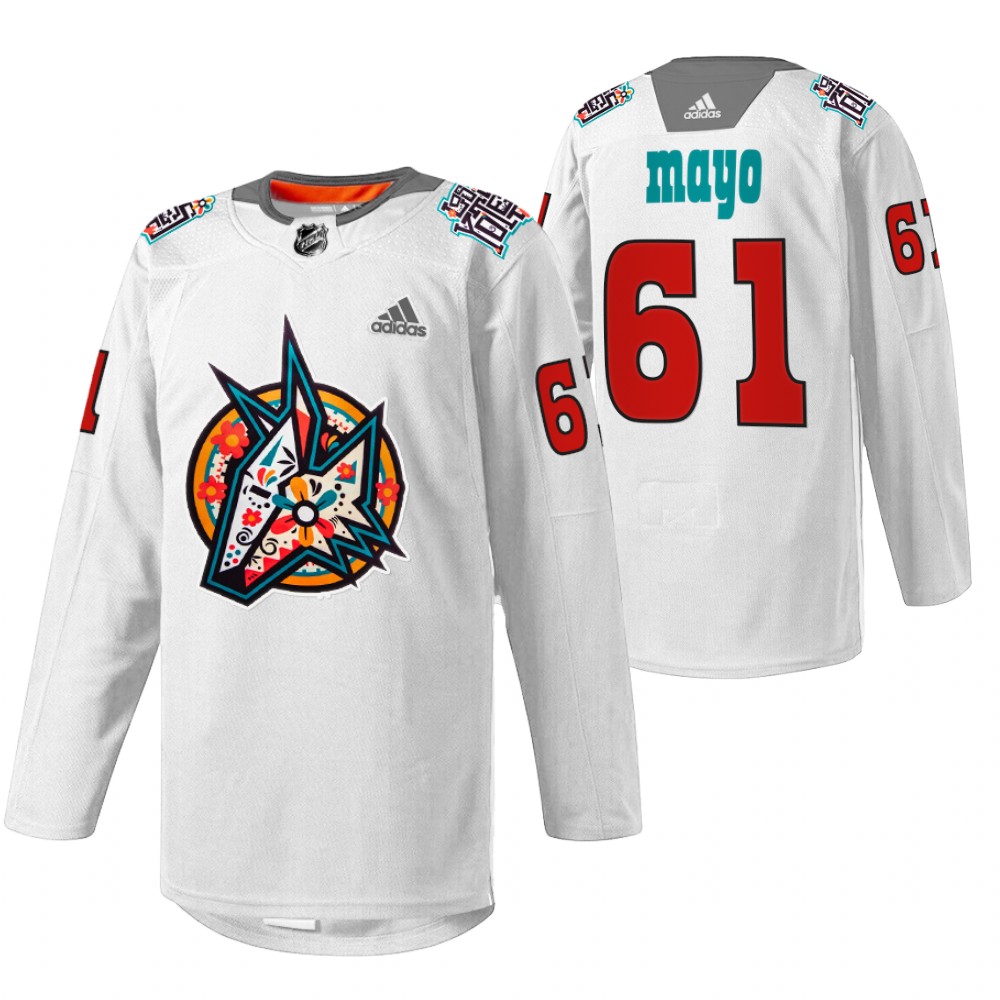 Coyotes Dysin Mayo 2022 Los Yotes Night White Warmup Jersey