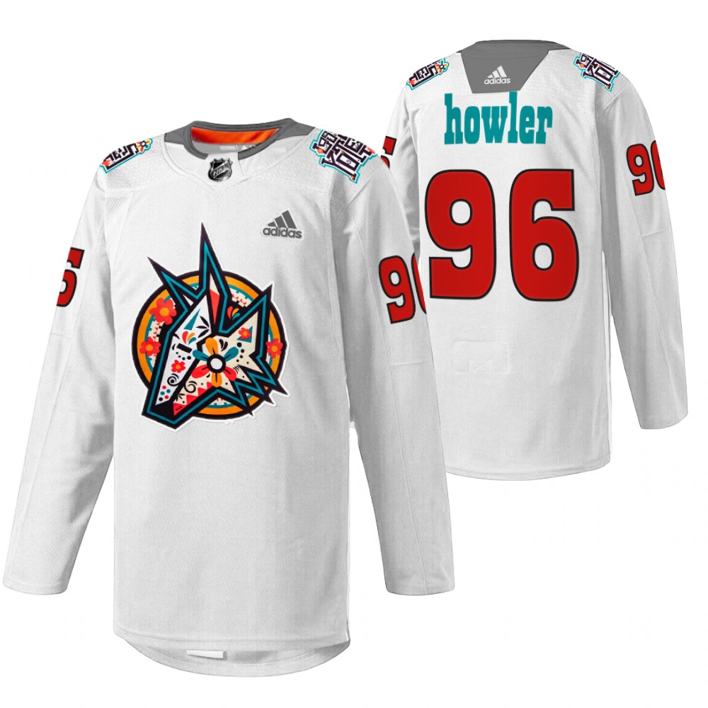 Coyotes Howler 2022 Los Yotes Night White Warmup Jersey