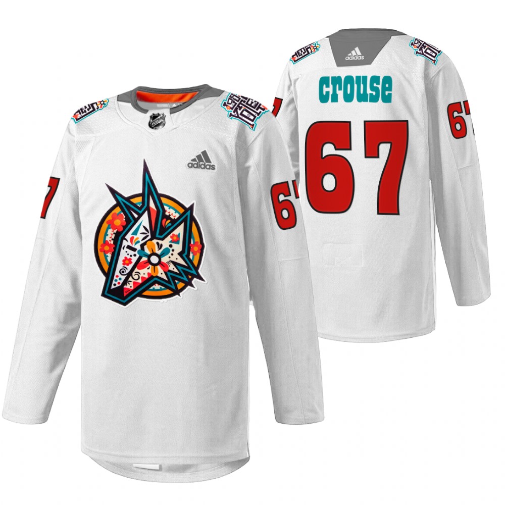 Coyotes Lawson Crouse 2022 Los Yotes Night White Warmup Jersey