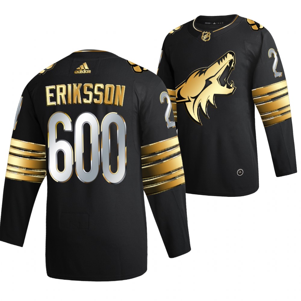 Coyotes Loui Eriksson 600 Career Points Black Golden Limited Jersey