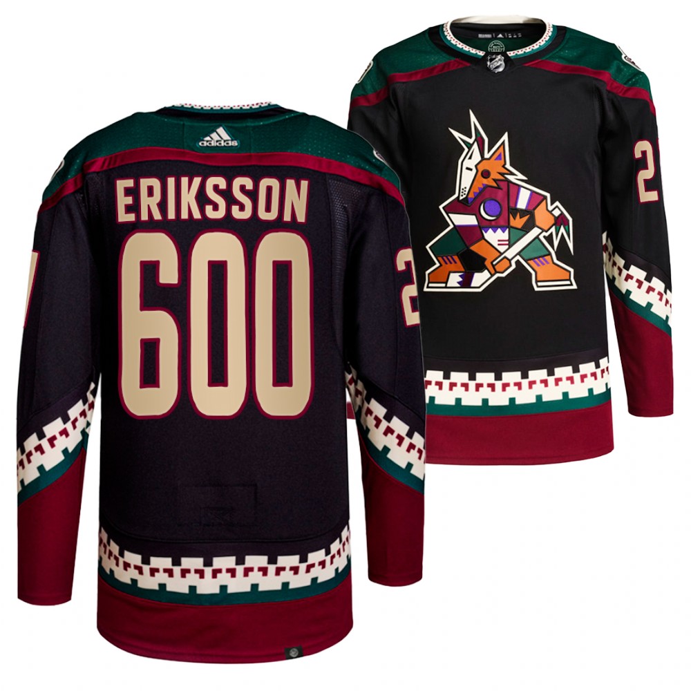 Coyotes Loui Eriksson 600th Career Point Black Commemorative Jersey