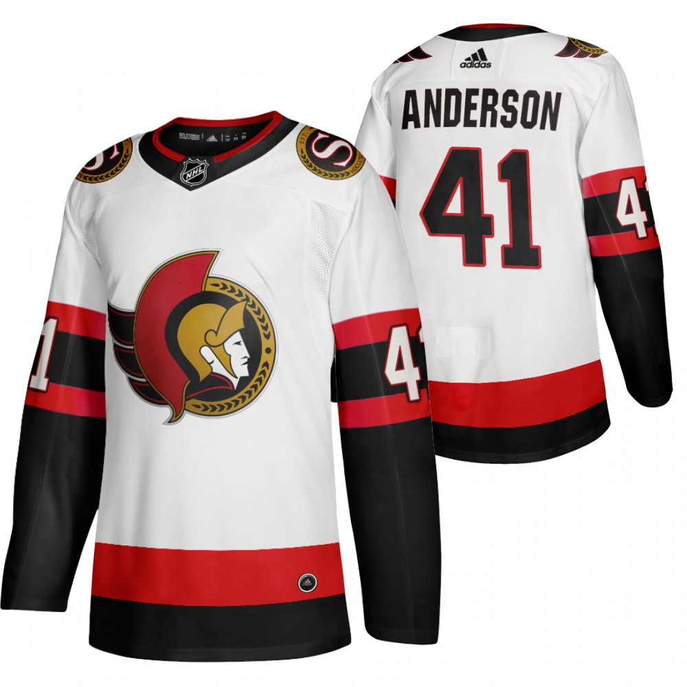 Craig Anderson Ottawa Senators Road 2020-21 Vintage 2-D logo Jersey White