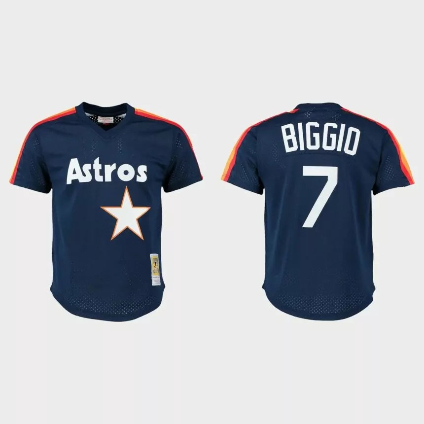 Craig Biggio Houston Astros Cooperstown Collection Mesh Batting Practice Jersey – Navy