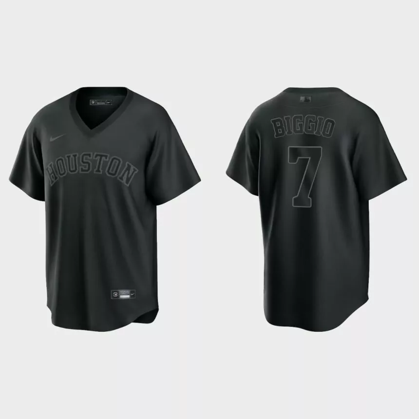 Craig Biggio Houston Astros Pitch Black Fashion Replica Jersey – Black