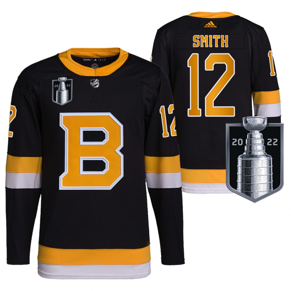 Craig Smith Boston Bruins Black 2022 Stanley Cup Playoffs Jersey Authentic Pro Stitched